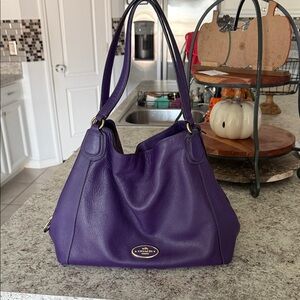 Coach Deep Purple Leather Shoulder Bag
